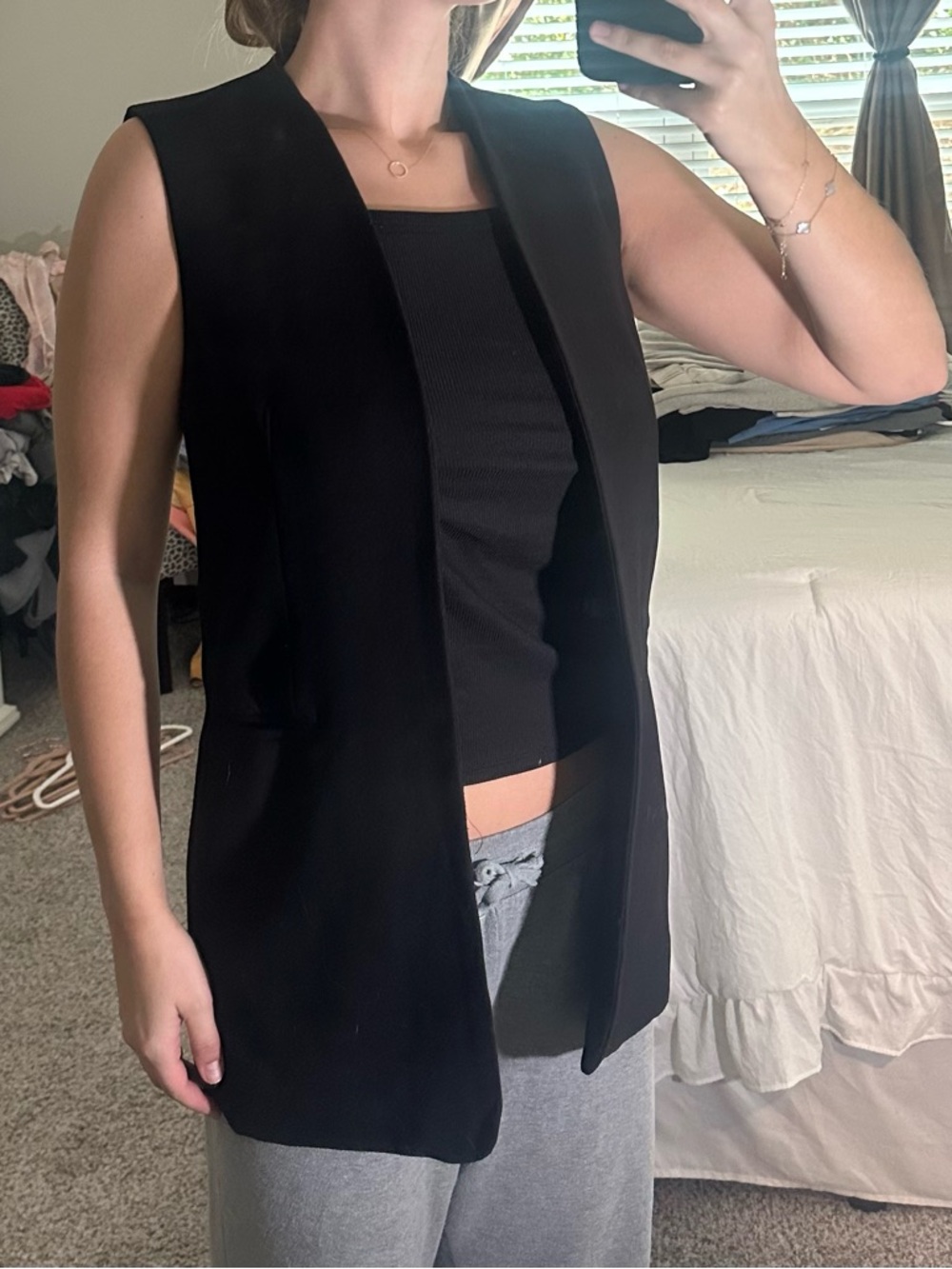 Rachel Zoe Black Sleeveless Long Vest